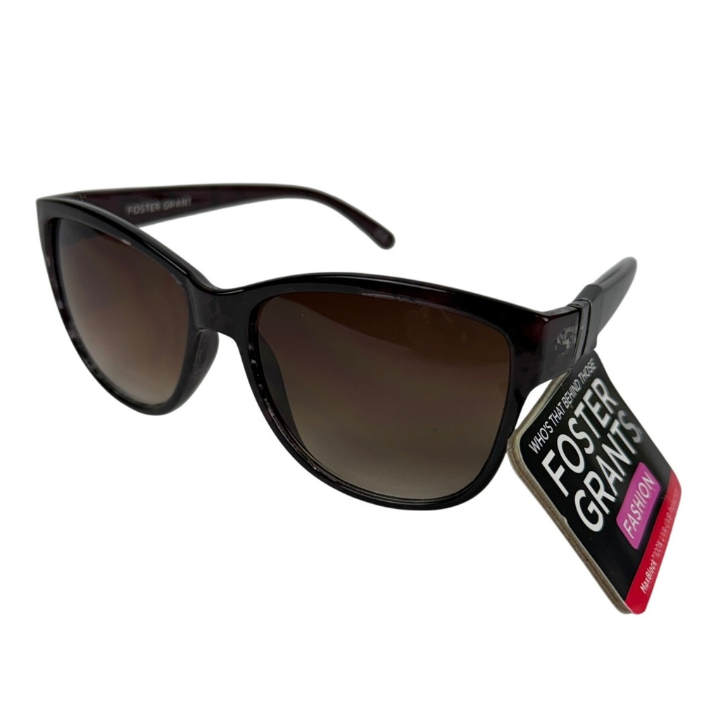 Foster Grant Fate Wine Sunglasses Women SR1115 Brown Gradient Lens MaxBlock New